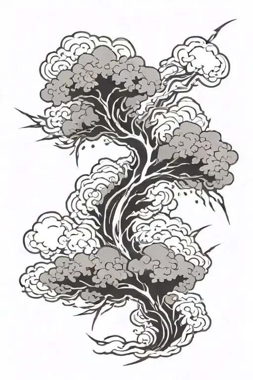 lightning and smoke akatsuki cloud patterns tattoo design idea