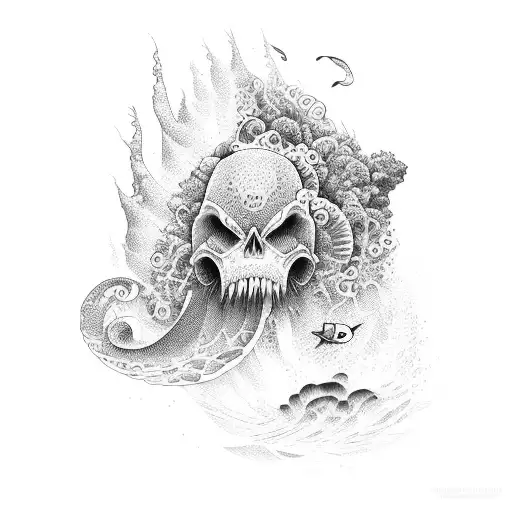 ocean and mountain tattoo design idea