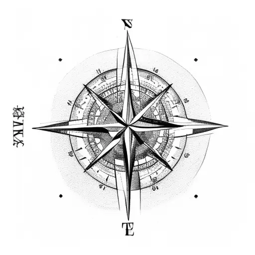 compass and palm tree tattoo design idea