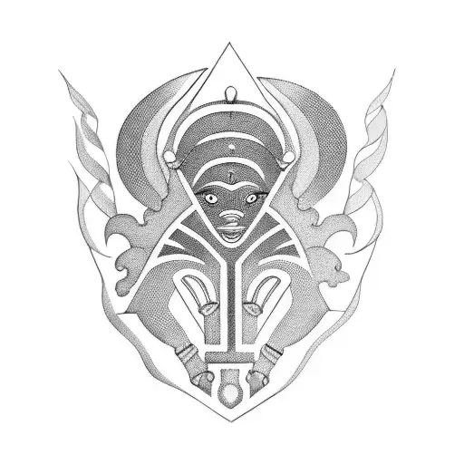 Design a blackwork tattoo inspired by Nigerian tribal and Egyptian hieroglyphic motifs tattoo design idea
