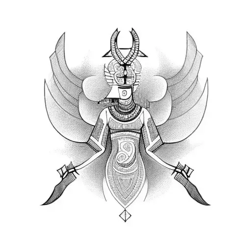 Design a blackwork tattoo inspired by Nigerian tribal and Egyptian hieroglyphic motifs tattoo design idea