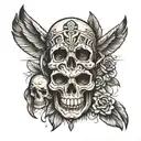 totem pole, skull, native american tattoo design idea