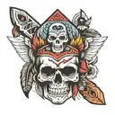 totem pole, skull, native american tattoo design idea