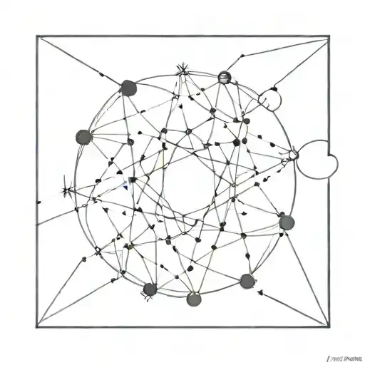 A blackwork tattoo design of a nebula with intricate geometric patterns inspired by physics equations tattoo design idea