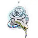 flower snake tattoo design idea
