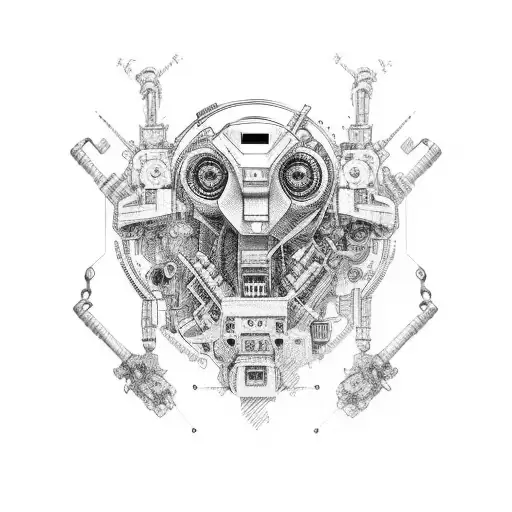 Robotic half sleeve tattoo design idea