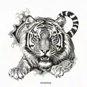 tiger going down tattoo design idea