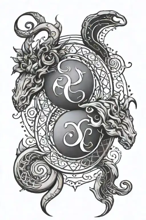 Capricorn Aquarius cancer zodiac symbol tattoo design idea