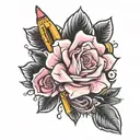 broken crayon with a pink spoon and suicide awareness  tattoo design idea