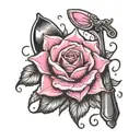 broken crayon with a pink spoon and suicide awareness  tattoo design idea