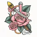 broken crayon with a pink spoon and suicide awareness  tattoo design idea