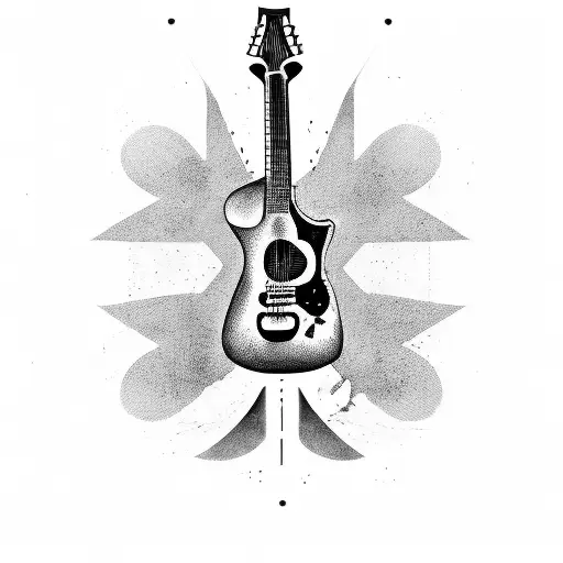 guitar with italian flag wrapped around tattoo design idea