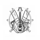 guitar with italian flag wrapped around tattoo design idea