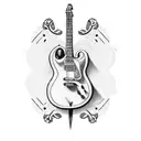 guitar with italian flag wrapped around tattoo design idea