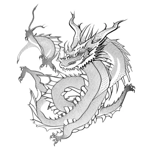 Dragon with anime characters tattoo design idea
