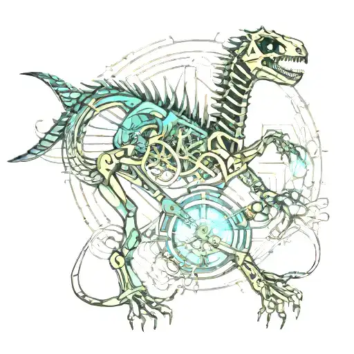 dinosaur fossil skeleton tattoo design idea