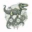 dinosaur fossil skeleton tattoo design idea