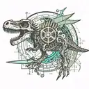 dinosaur fossil skeleton tattoo design idea