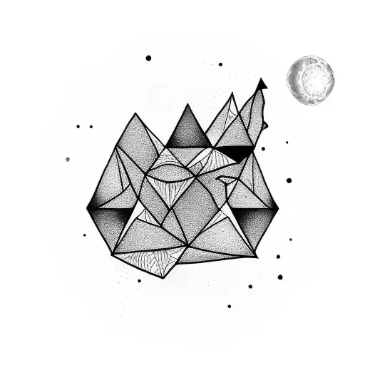 upside-down triangle with ice moon tattoo design idea