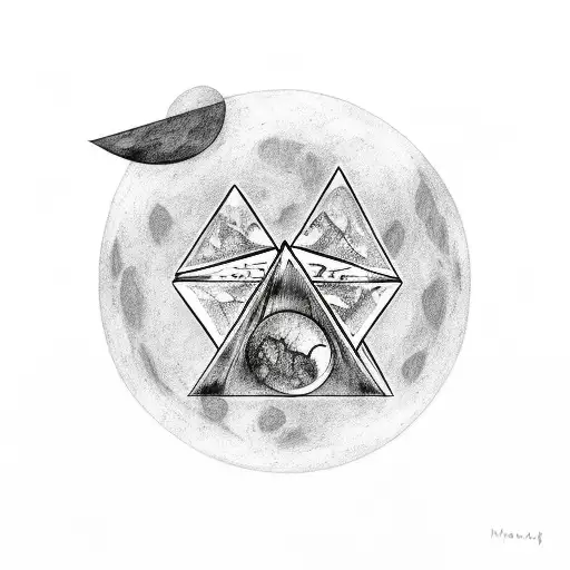 upside-down triangle with icy moon tattoo design idea