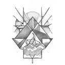 upside-down triangle with ice moon tattoo design idea