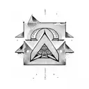 upside-down triangle with ice moon tattoo design idea