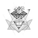 upside-down triangle with ice moon tattoo design idea