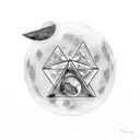 upside-down triangle with icy moon tattoo design idea