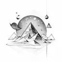upside-down triangle with icy moon tattoo design idea