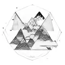 upside-down triangle with icy moon tattoo design idea