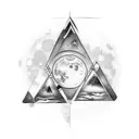 upside-down triangle with icy moon tattoo design idea