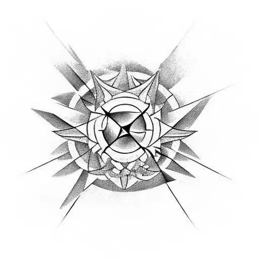 Geometric depiction of a nuclear symbol tattoo design idea