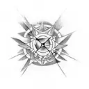 Geometric depiction of a nuclear symbol tattoo design idea