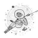 Astronaut catching shooting stars with a fishing net tattoo design idea