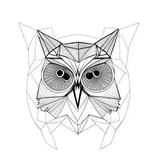 geometric owl nature lines tattoo design idea