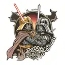 darth vader vs anakin tattoo design idea