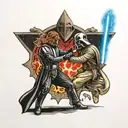 darth vader vs anakin tattoo design idea
