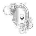 An intricate geometric design inspired by the Luis I bridge, incorporating elements of port wine barrels and grapes tattoo design idea