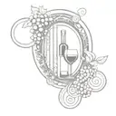 An intricate geometric design inspired by the Luis I bridge, incorporating elements of port wine barrels and grapes tattoo design idea