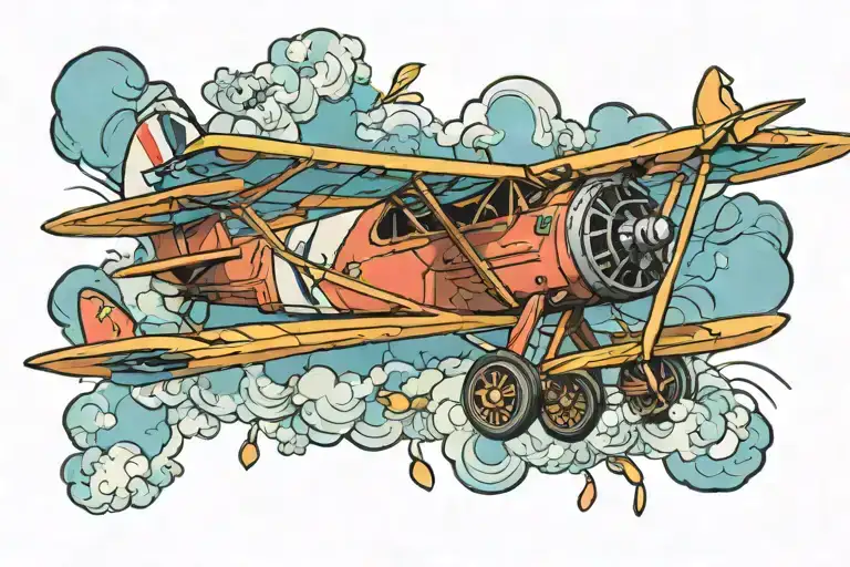 biplane crash tattoo design idea