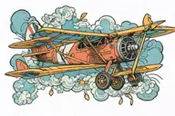 biplane crash tattoo design idea