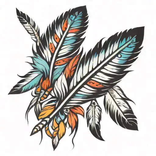 American indian feathers tattoo design idea