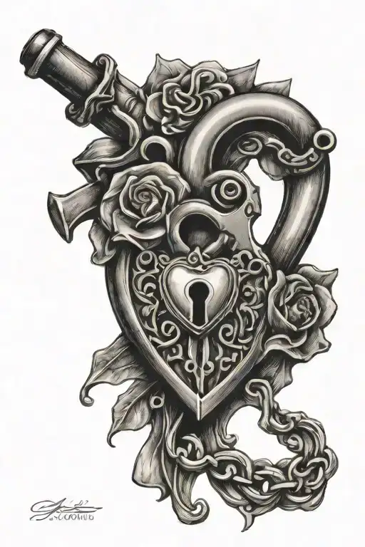heart shaped lock tattoo design idea