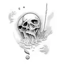 River styx with Charon the ferryman tattoo design idea