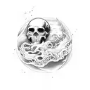 River styx with Charon the ferryman tattoo design idea