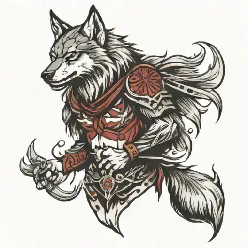 warrior wearing wolf skin bleeding heart tattoo design idea