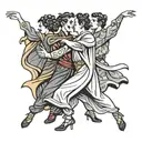 four people in capes dancing  tattoo design idea