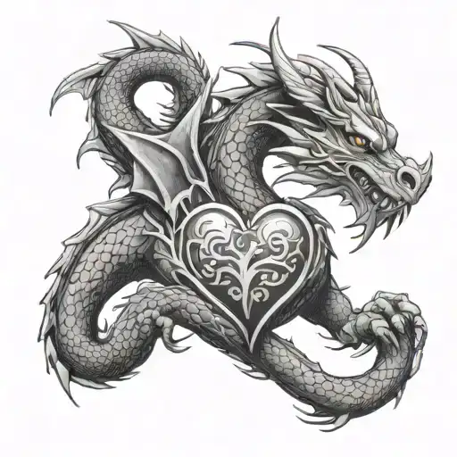 Dragon hold a Heart  tattoo design idea