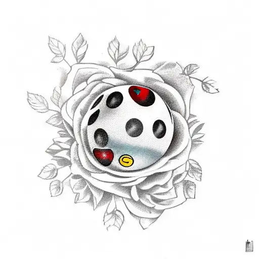 A tattoo symbolizing love, passion, and romance with two strawberries and an 8-ball inside, along with the branches of t tattoo design idea