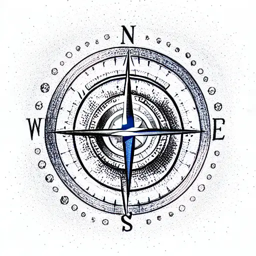Earth with compass tattoo design idea